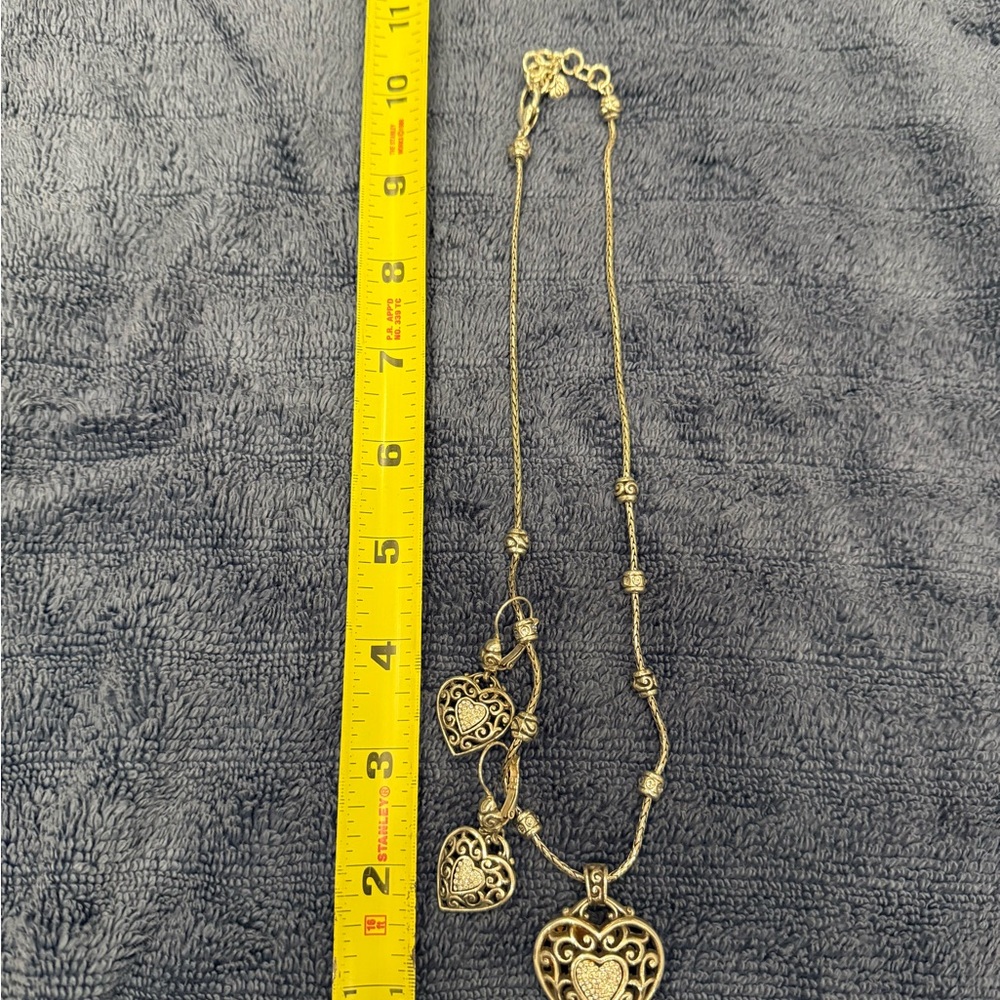 Brighton Set  Filigree Heart Pendant Necklace and Earrings - Silver Tone - Picture 2 of 2